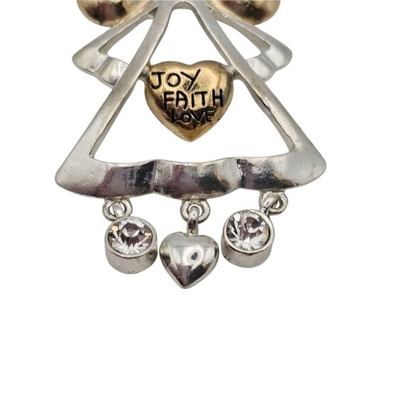 VTG Brooch Silver/Gold Toned Angel Love Faith Joy Dangle Charm Christian Faith - Picture 10 of 16